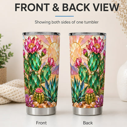 #pl[20oz|Steel] Blooming Cactus 20oz Tumbler, Desert Floral Drinkware for Plant Lovers