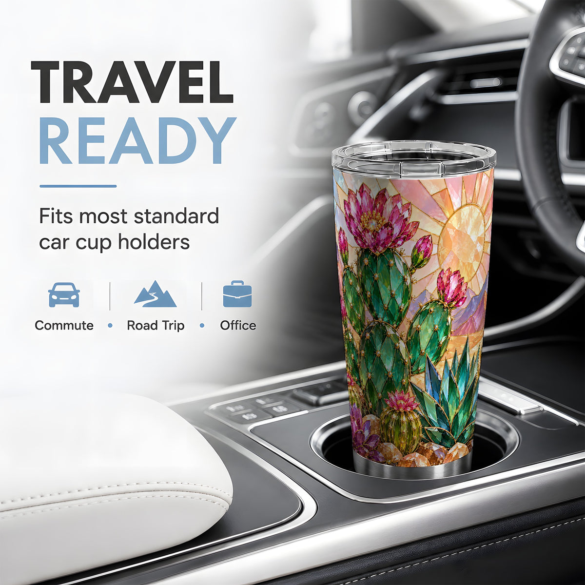 Blooming Cactus 20oz Tumbler, Desert Floral Drinkware for Plant Lovers