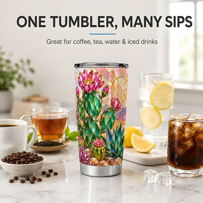 Blooming Cactus 20oz Tumbler, Desert Floral Drinkware for Plant Lovers