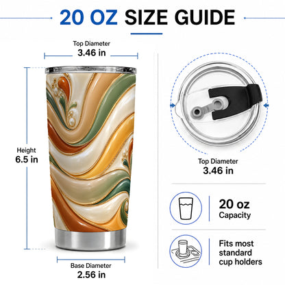 #pl[20oz|Steel] Retro Abstract 20oz Tumbler, Wavy Earth Tone Drinkware for Art Lovers