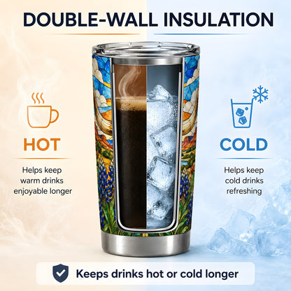 Western Cattle Skull 20oz Tumbler, Blue Floral Design for Western Fans
