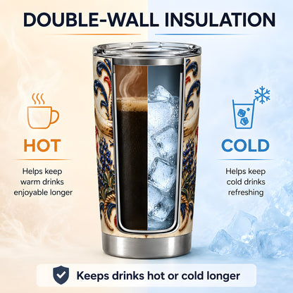 Western Cattle Skull 20oz Tumbler, Star Floral Design for Western Fans