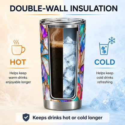 Colorful Geometric Mosaic 20oz Tumbler, Faceted Abstract Drinkware