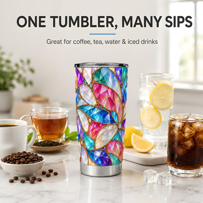 Colorful Geometric Mosaic 20oz Tumbler, Faceted Abstract Drinkware