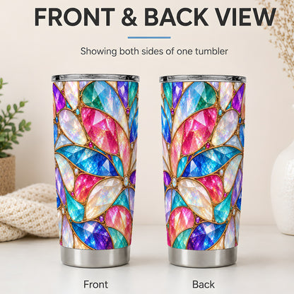 #pl[20oz|Steel] Colorful Geometric Mosaic 20oz Tumbler, Faceted Abstract Drinkware