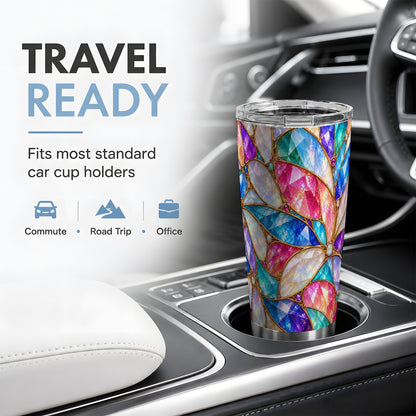 Colorful Geometric Mosaic 20oz Tumbler, Faceted Abstract Drinkware