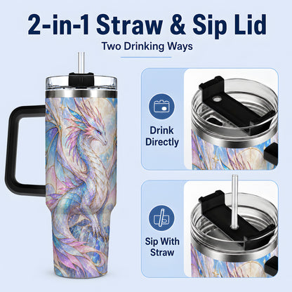 #pl[40oz|Black] Crystal Dragon Tumbler, 40oz Tumbler with Pastel Fantasy Artwork