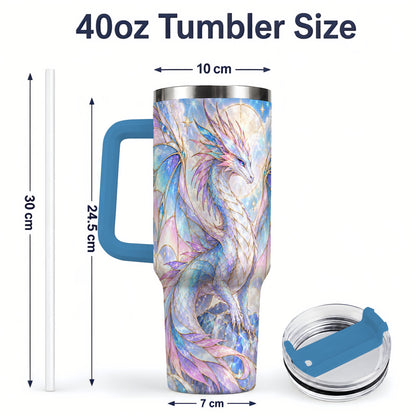 #pl[40oz|Blue] Crystal Dragon Tumbler, 40oz Tumbler with Pastel Fantasy Artwork