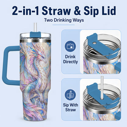 #pl[40oz|Blue] Crystal Dragon Tumbler, 40oz Tumbler with Pastel Fantasy Artwork