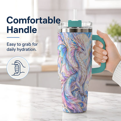 #pl[40oz|Green] Crystal Dragon Tumbler, 40oz Tumbler with Pastel Fantasy Artwork