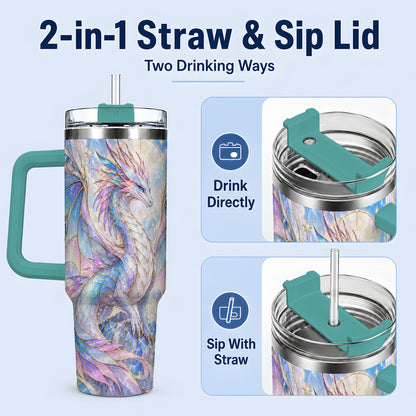 #pl[40oz|Green] Crystal Dragon Tumbler, 40oz Tumbler with Pastel Fantasy Artwork