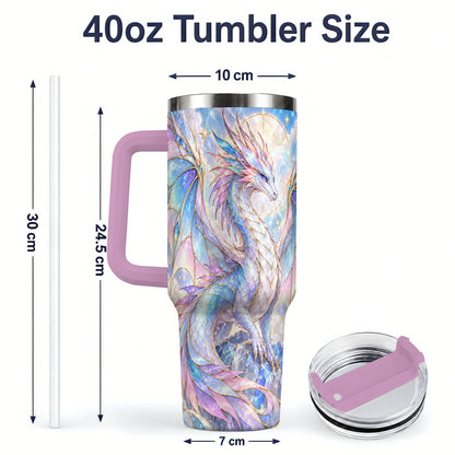 #pl[40oz|Pink] Crystal Dragon Tumbler, 40oz Tumbler with Pastel Fantasy Artwork