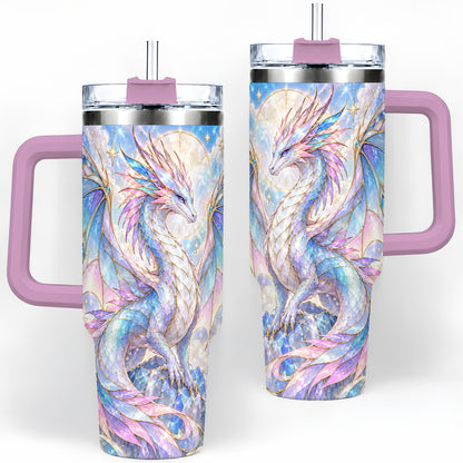 #pl[40oz|Pink] Crystal Dragon Tumbler, 40oz Tumbler with Pastel Fantasy Artwork