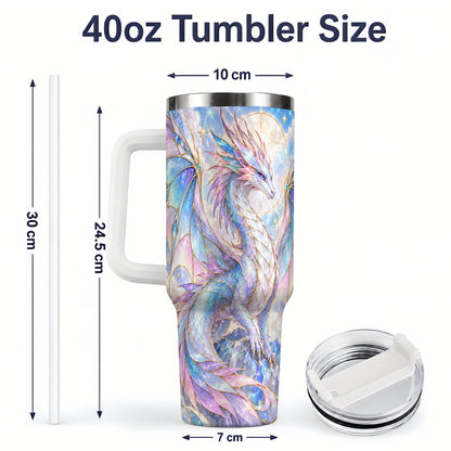 #pl[40oz|White] Crystal Dragon Tumbler, 40oz Tumbler with Pastel Fantasy Artwork