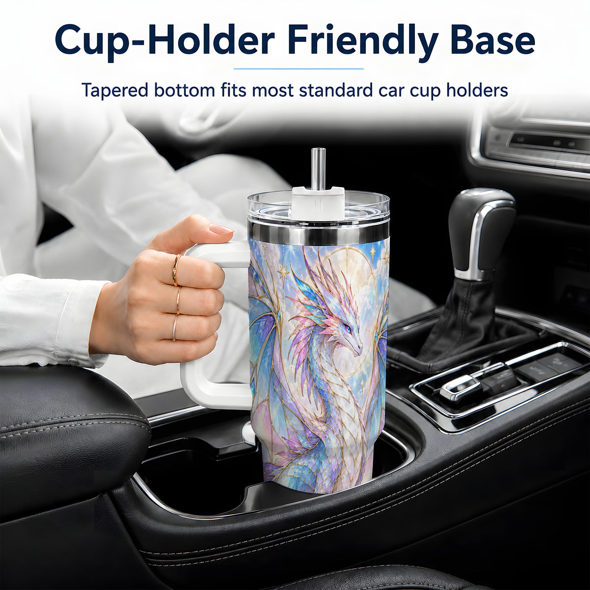 Crystal Dragon Tumbler, 40oz Tumbler with Pastel Fantasy Artwork