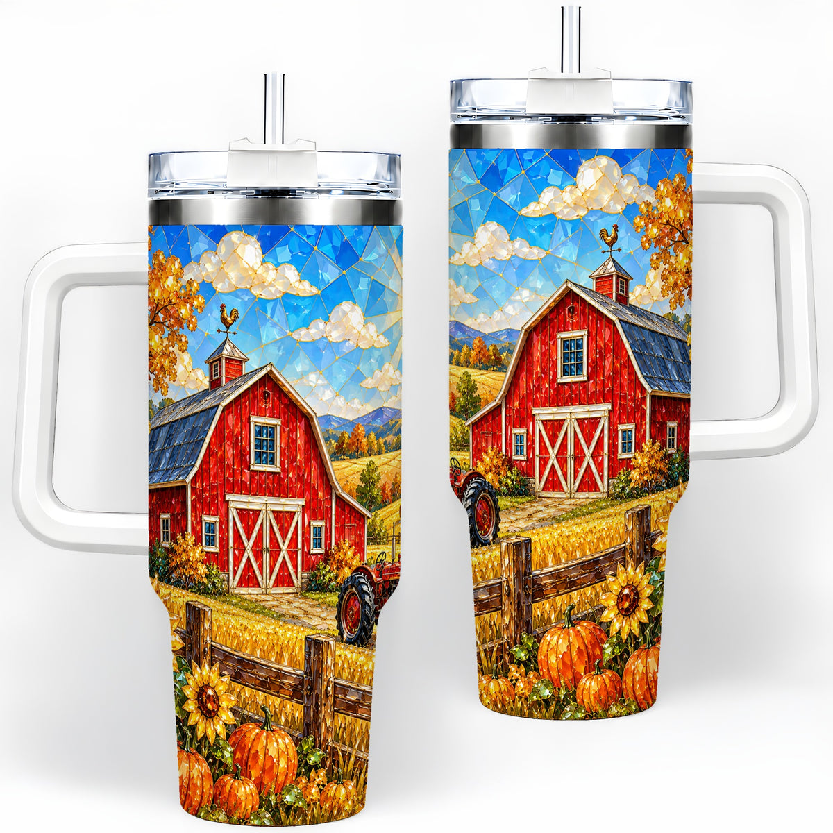 Harvest Barn Tumbler, 40oz Tumbler with Autumn Farm Artwork