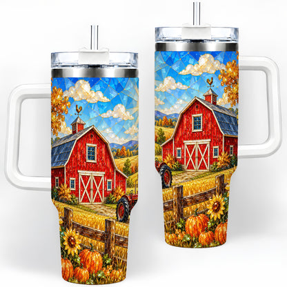 Harvest Barn Tumbler, 40oz Tumbler with Autumn Farm Artwork