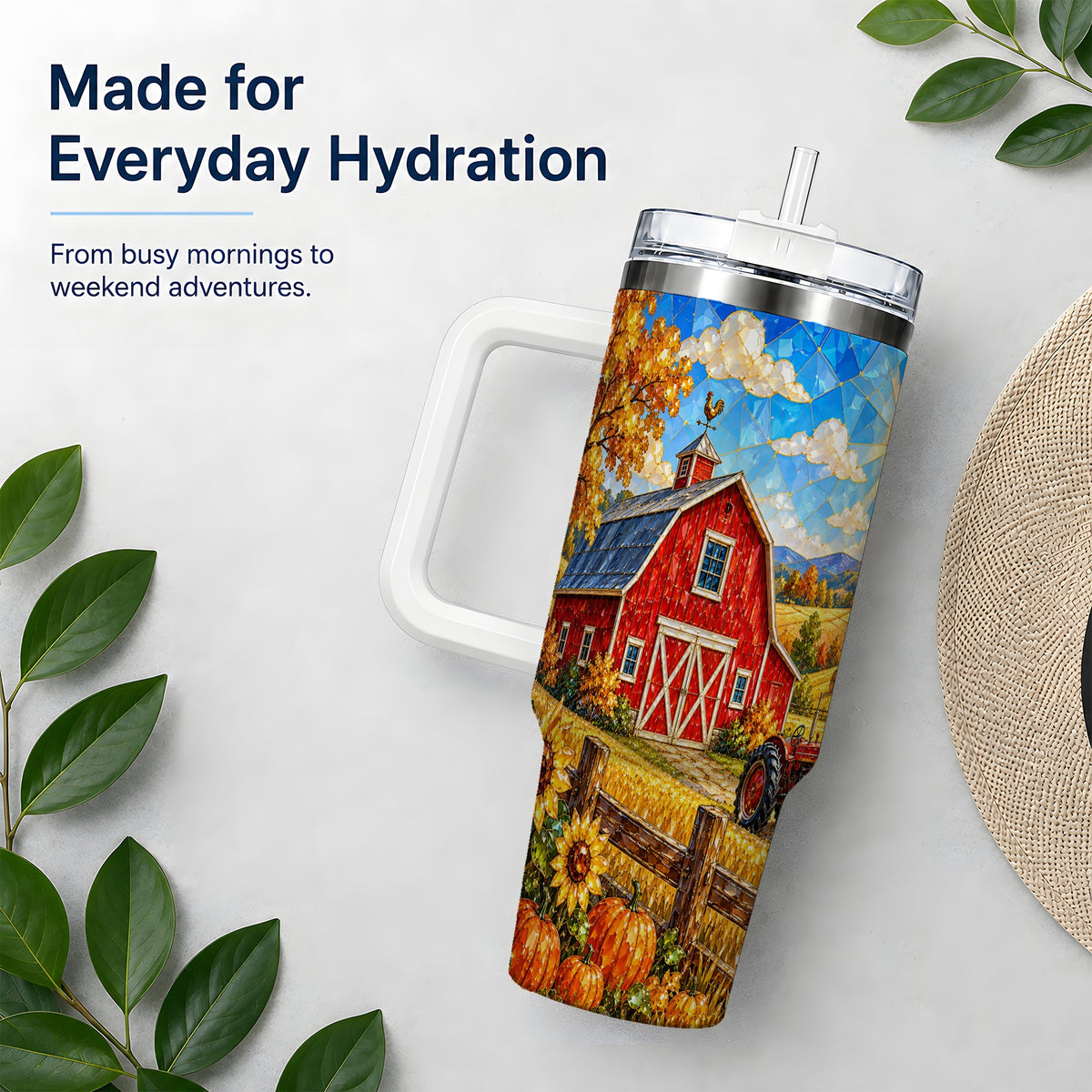 Harvest Barn Tumbler, 40oz Tumbler with Autumn Farm Artwork