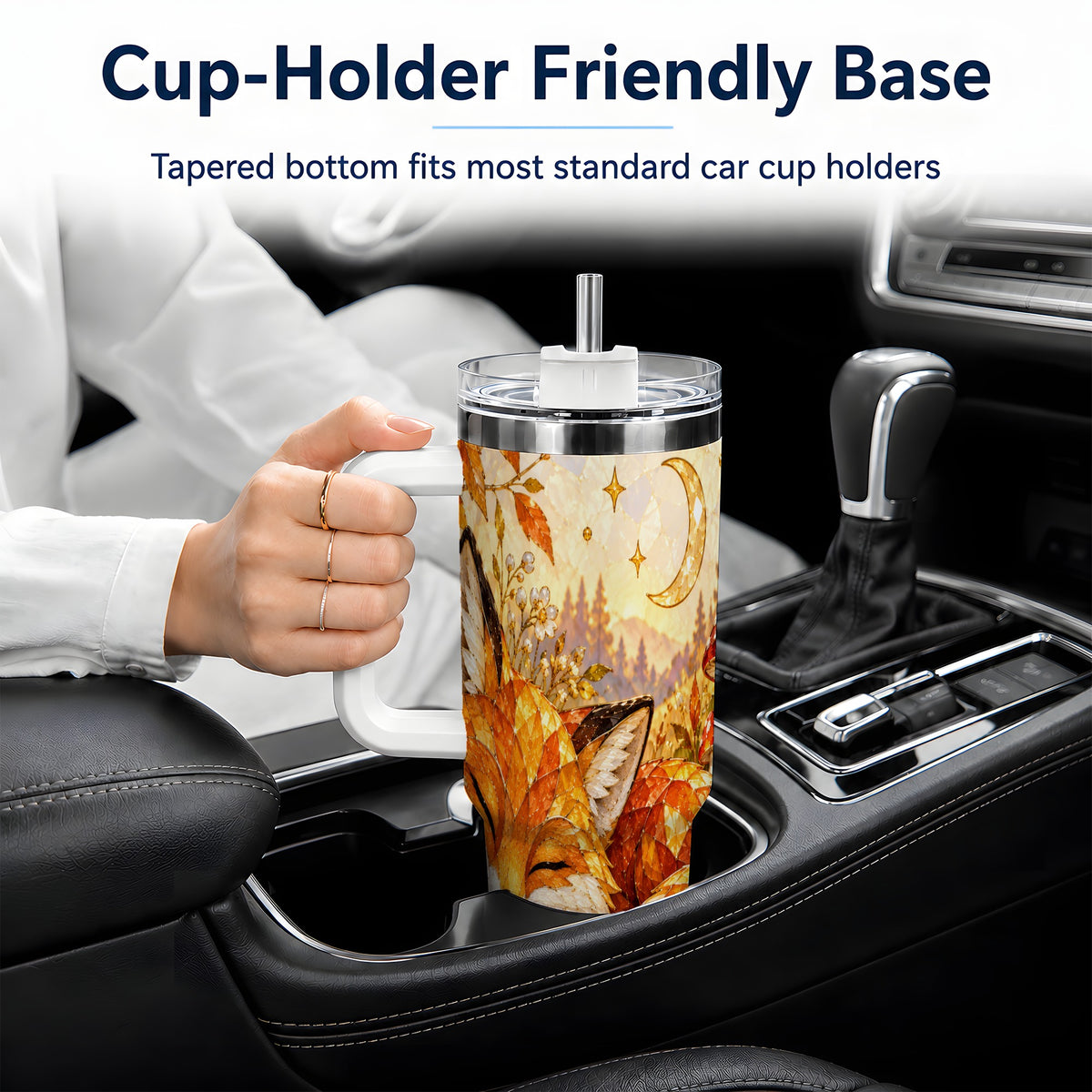 Autumn Fox Tumbler, 40oz Tumbler with Mushroom Floral Artwork