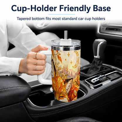 Autumn Fox Tumbler, 40oz Tumbler with Mushroom Floral Artwork