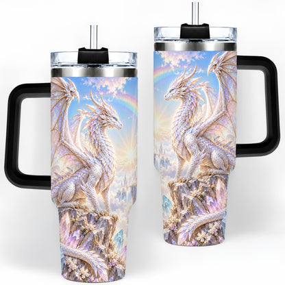 #pl[40oz|Black] Fantasy Dragon Tumbler, 40oz Tumbler with Crystal Castle Artwork