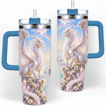 #pl[40oz|Blue] Fantasy Dragon Tumbler, 40oz Tumbler with Crystal Castle Artwork
