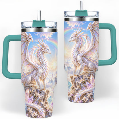 #pl[40oz|Green] Fantasy Dragon Tumbler, 40oz Tumbler with Crystal Castle Artwork