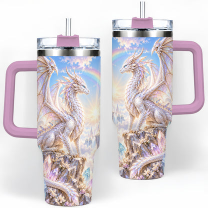 #pl[40oz|Pink] Fantasy Dragon Tumbler, 40oz Tumbler with Crystal Castle Artwork