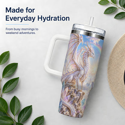 Fantasy Dragon Tumbler, 40oz Tumbler with Crystal Castle Artwork