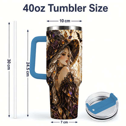 #pl[40oz|Blue] Gothic Witch Cat Tumbler, 40oz Tumbler with Halloween Artwork
