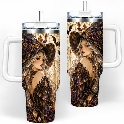 Gothic Witch Cat Tumbler, 40oz Tumbler with Halloween Artwork