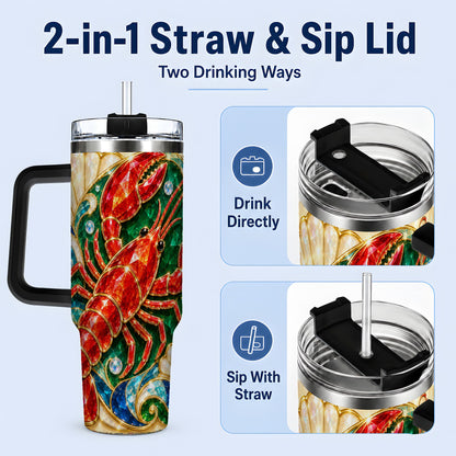 #pl[40oz|Black] Gemstone Lobster 40oz Tumbler, Stainless Steel Drinkware for Seafood Fans