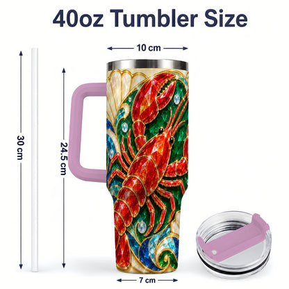 #pl[40oz|Pink] Gemstone Lobster 40oz Tumbler, Stainless Steel Drinkware for Seafood Fans