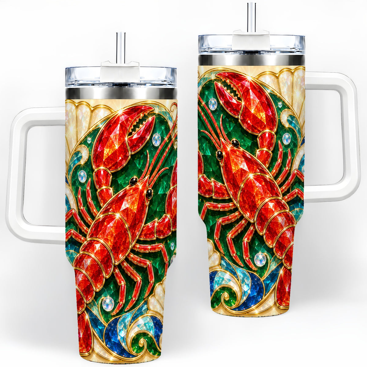 Gemstone Lobster 40oz Tumbler, Stainless Steel Drinkware for Seafood Fans