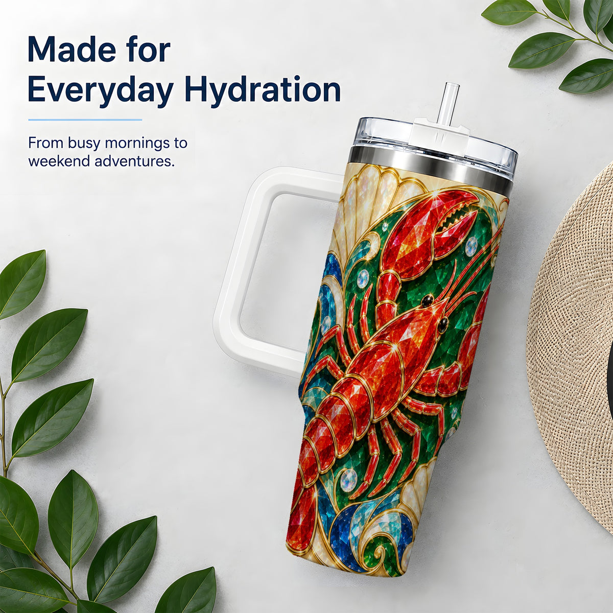 Gemstone Lobster 40oz Tumbler, Stainless Steel Drinkware for Seafood Fans