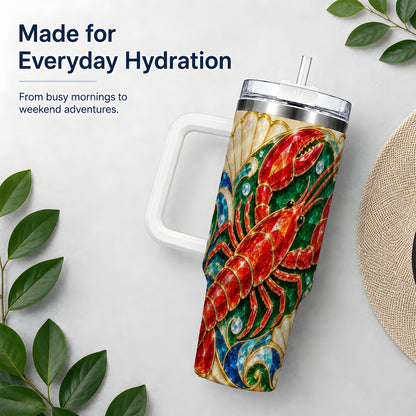Gemstone Lobster 40oz Tumbler, Stainless Steel Drinkware for Seafood Fans