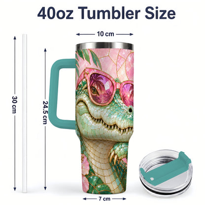 #pl[40oz|Green] Sunglasses Alligator 40oz Tumbler, Tropical Stainless Steel Drinkware