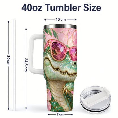 #pl[40oz|White] Sunglasses Alligator 40oz Tumbler, Tropical Stainless Steel Drinkware