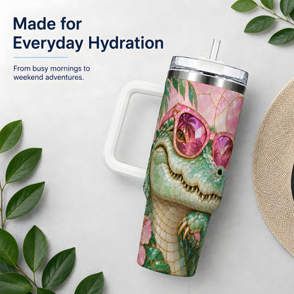 Sunglasses Alligator 40oz Tumbler, Tropical Stainless Steel Drinkware