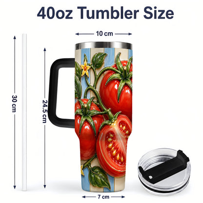 #pl[40oz|Black] Tomato Garden 40oz Tumbler, Stainless Steel Drinkware for Garden Fans