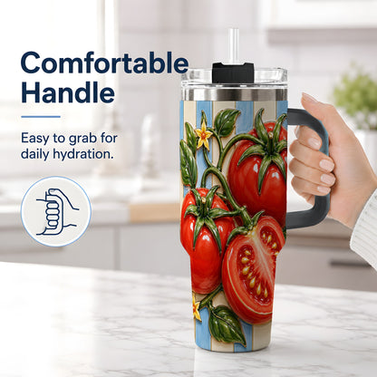 #pl[40oz|Black] Tomato Garden 40oz Tumbler, Stainless Steel Drinkware for Garden Fans