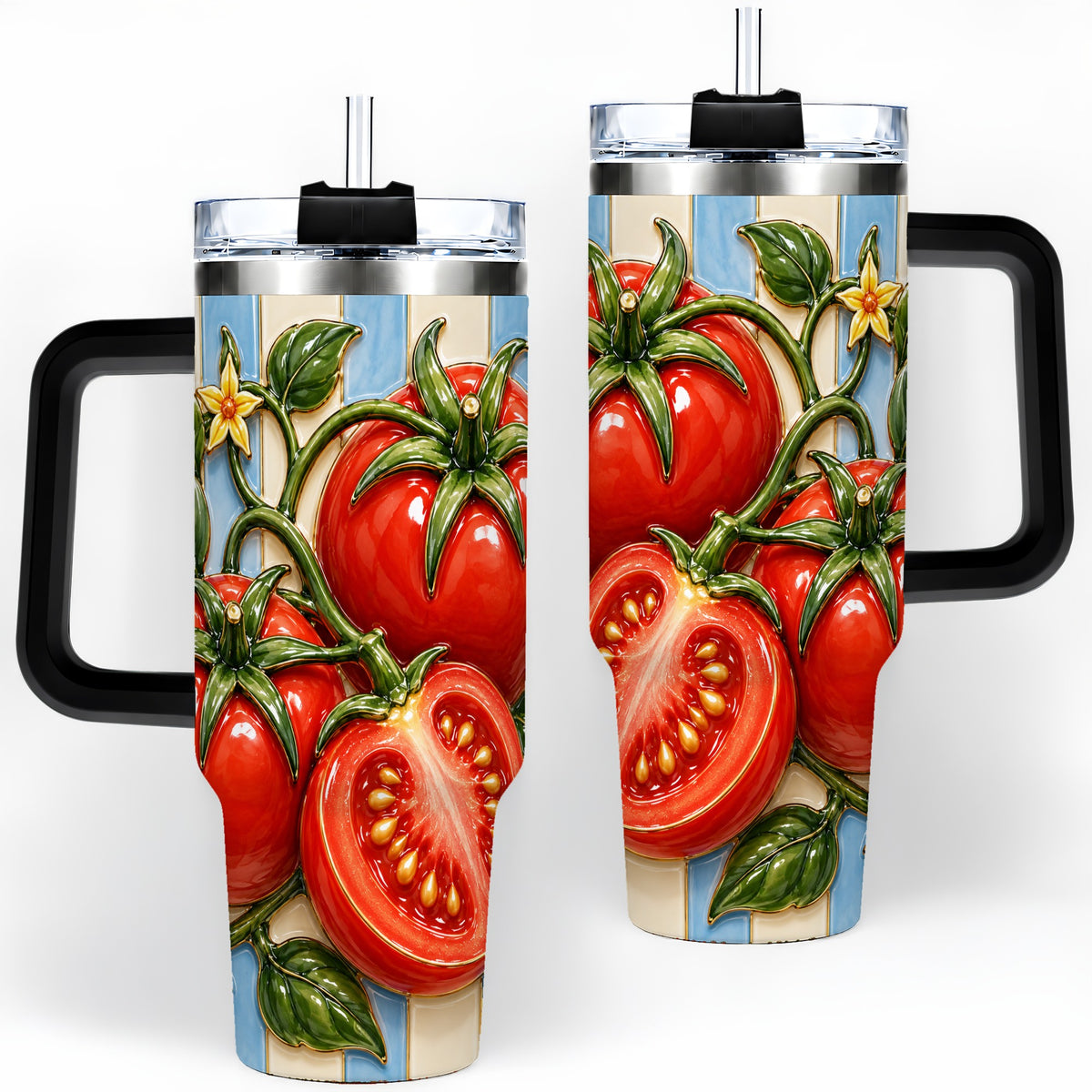 #pl[40oz|Black] Tomato Garden 40oz Tumbler, Stainless Steel Drinkware for Garden Fans