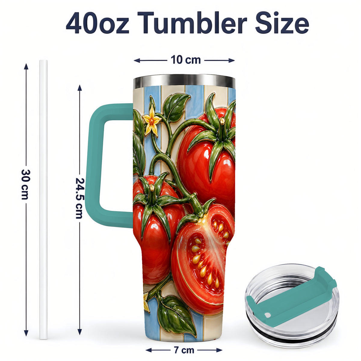#pl[40oz|Green] Tomato Garden 40oz Tumbler, Stainless Steel Drinkware for Garden Fans