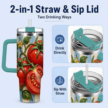 #pl[40oz|Green] Tomato Garden 40oz Tumbler, Stainless Steel Drinkware for Garden Fans