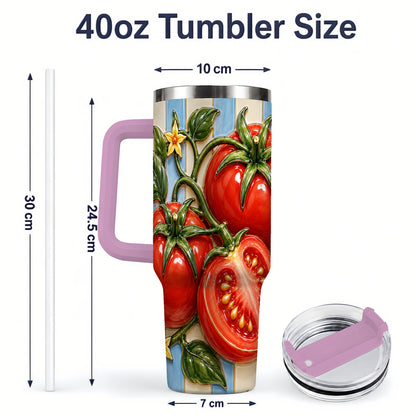 #pl[40oz|Pink] Tomato Garden 40oz Tumbler, Stainless Steel Drinkware for Garden Fans