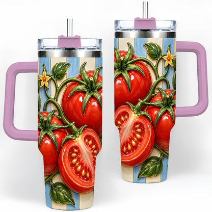 #pl[40oz|Pink] Tomato Garden 40oz Tumbler, Stainless Steel Drinkware for Garden Fans
