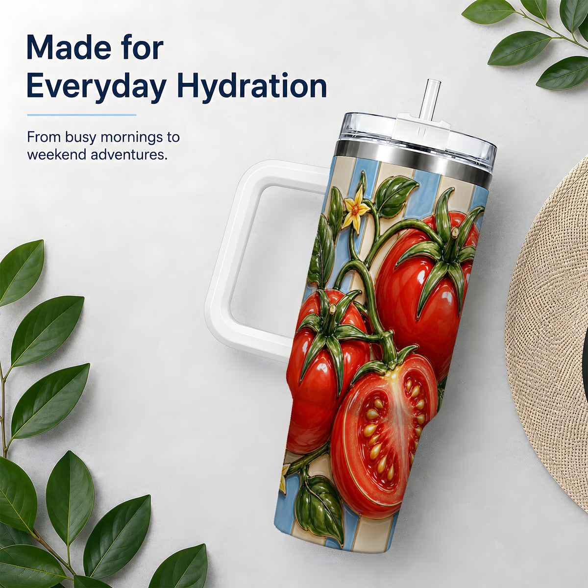 Tomato Garden 40oz Tumbler, Stainless Steel Drinkware for Garden Fans