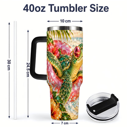 #pl[40oz|Black] Tropical Sea Turtle 40oz Tumbler, Stainless Steel Drinkware for Beach Fans