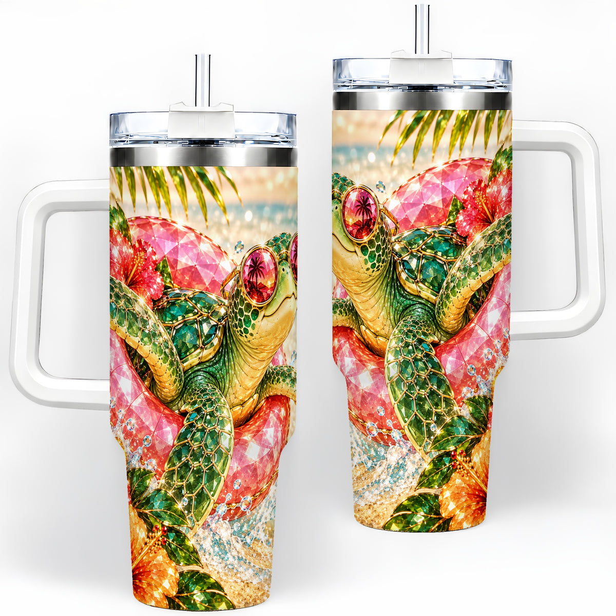 Tropical Sea Turtle 40oz Tumbler, Stainless Steel Drinkware for Beach Fans