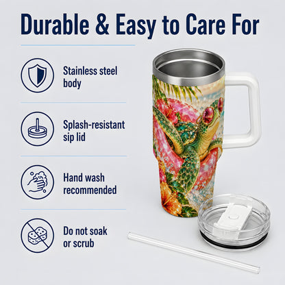 Tropical Sea Turtle 40oz Tumbler, Stainless Steel Drinkware for Beach Fans